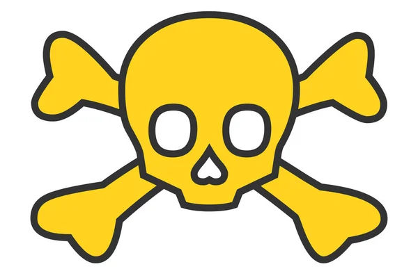 黄色的头骨 交叉的骨骼 有毒的图解符号 符号骨架向量 — 图库矢量图片