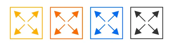 Ikona Celé Obrazovky Žlutá Oranžová Modrá Černá Symbol Rozšíření Velikosti — Stockový vektor