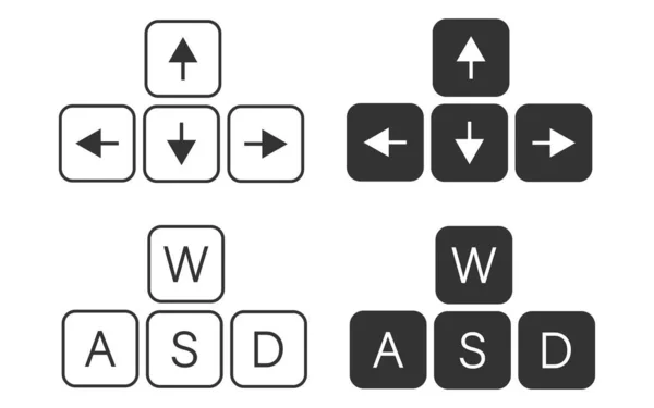 Pfeil Auf Der Tastatur Und Wasd Wählsymbol Entwickelt Für Spiele — Stockvektor