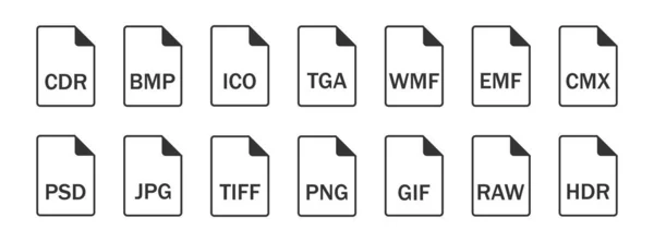 Conjunto Iconos Formatos Archivo Documentos Tipo Grupo Símbolo Ilustración Html — Archivo Imágenes Vectoriales