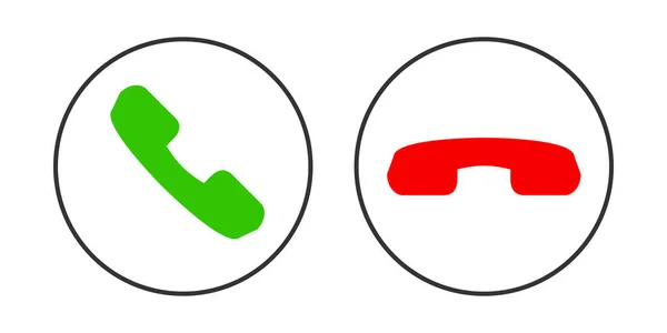 Icono Llamada Telefónica Verde Rojo Botones Símbolo Ilustración Signo Vector — Vector de stock