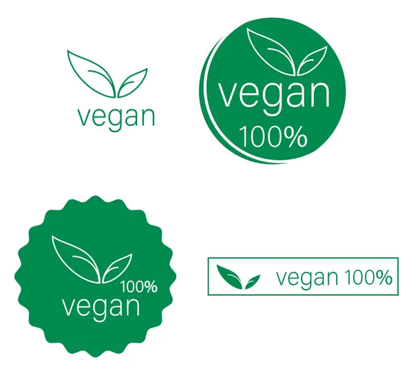 Vegano 100 Icono Logo Vegetarianos Símbolo Ilustración Signo Ecológico Vector — Vector de stock