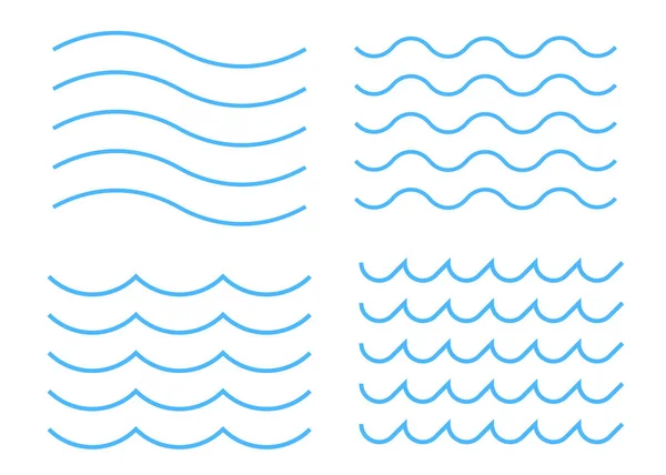 波浪的图标 蓝色海饰物图解符号 签名线海洋矢量 — 图库矢量图片