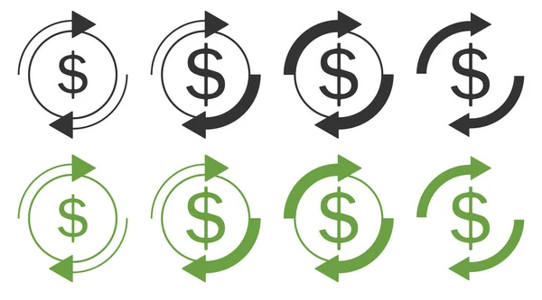Uppdatera Dollarikonen Upprepa Betalning Illustration Symbol Registrera Uppdatering Pengar Vektor — Stock vektor