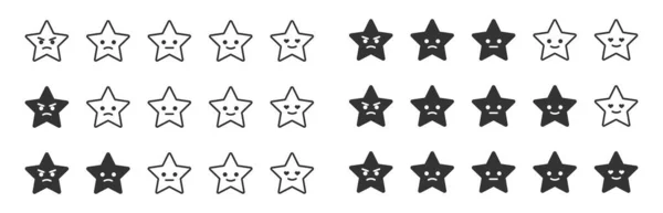 Ikon Hitam Bintang Reting Simbol Ilustrasi Emosi Opini Tanda Tangani - Stok Vektor