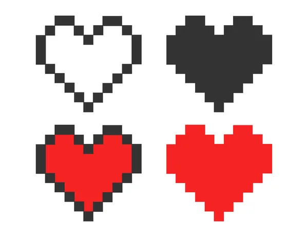 Arte Píxeles Colores 8Bit Icono Del Corazón Ilustración Amor Símbolo — Archivo Imágenes Vectoriales