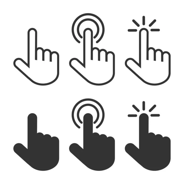 Mão Clique Ícone Símbolo Ilustração Ponteiro Dedo Sinal Mouse Cursor — Vetor de Stock