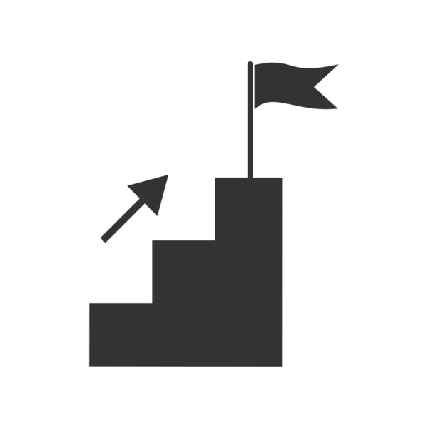 Ícone Sucesso Meta Escada Bandeira Símbolo Ilustração Vetor Conquista Sinal — Vetor de Stock