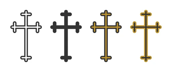 Icône Croix Orthodoxe Symbole Illustration Église Russe Vecteur Religion Signe — Image vectorielle