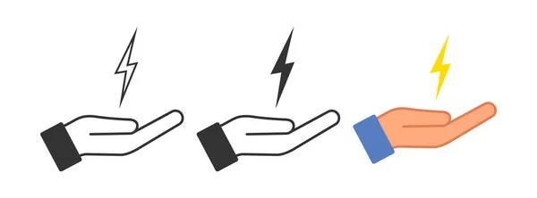 Parafuso Ícone Mão Aberta Eletricidade Símbolo Ilustração Palma Deus Envia — Vetor de Stock