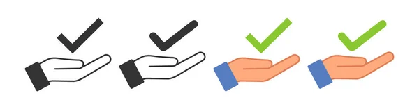 Ícone Marca Mão Aceite Símbolo Ilustração Vetor Homologação — Vetor de Stock