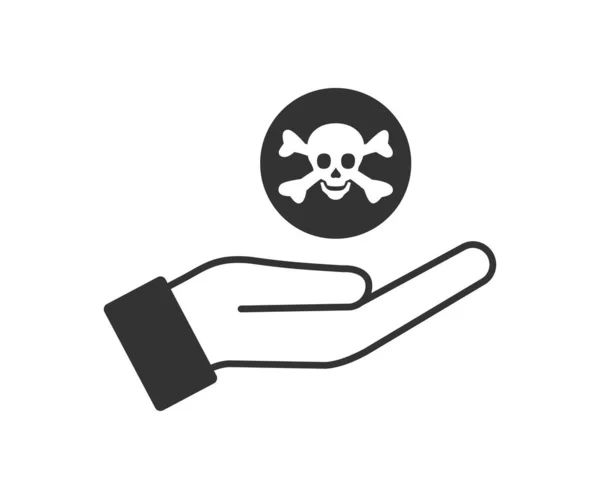 Marque Pirate Dans Une Icône Paume Ouverte Donnez Symbole Illustration — Image vectorielle