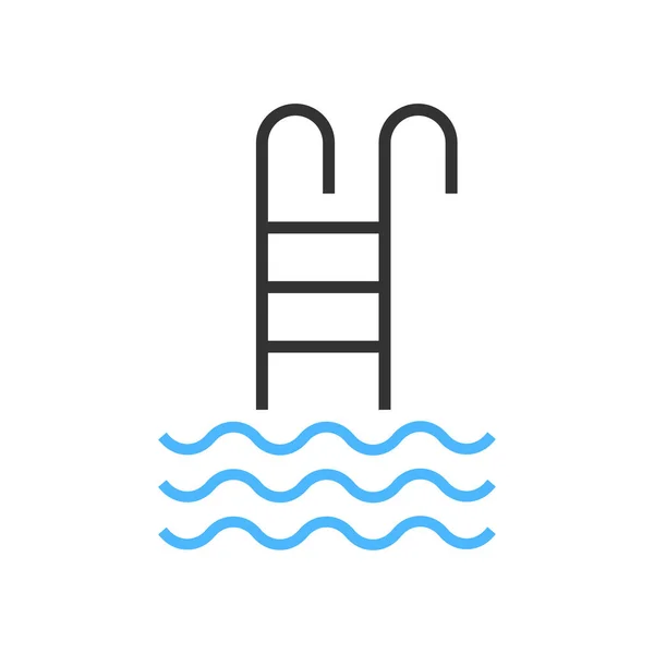 Icône Piscine Illustration Réservoir Artificiel Symbole Panneau Escaliers Vecteur Eau — Image vectorielle