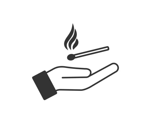 Match Brûlant Sur Une Icône Main Ouverte Donnez Symbole Illustration — Image vectorielle