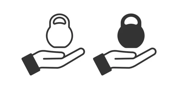 Kettlebell Icono Mano Abierta Ofrecer Deportes Símbolo Ilustración Señal Peso — Archivo Imágenes Vectoriales