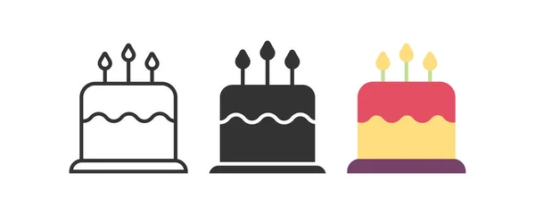 Icona Della Torta Compleanno Simbolo Illustrazione Cupcake Segno Vettore Pasticceria — Vettoriale Stock