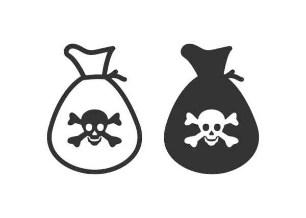 Sac Icône Crâne Sack Poison Illustration Symbole Signe Vecteur Toxique — Image vectorielle