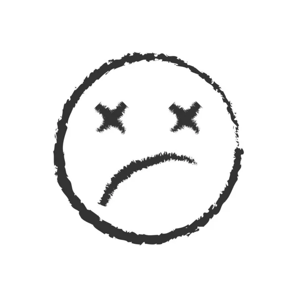 Ručně Kreslená Ikona Mrtvého Emojiho Chyba 404 Symbolu Zobrazení Obličeje — Stockový vektor