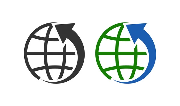 Globus Und Pfeil Symbol Symbolbild Für Den Internationalen Verkehr Zeichen — Stockvektor