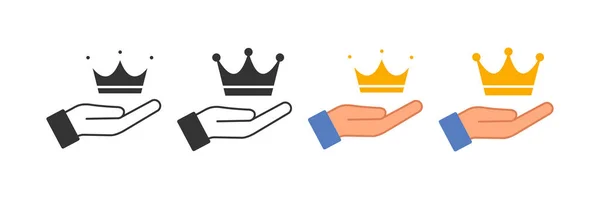 Krone Und Geöffnete Handfläche Kings Amtseinführung Ist Ein Symbol Schmuckstück — Stockvektor