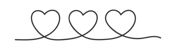 连续行三个心脏图标 爱情概念图解符号 等于零的矢量 — 图库矢量图片