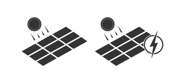 Icono Paneles Solares Electricidad Símbolo Ilustración Energía Solar Señal Rayo — Vector de stock