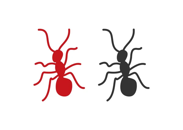 Icona Formica Rossa Nera Primo Piano Emmet Simbolo Illustrazione Segno — Vettoriale Stock