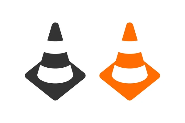 Icono Cono Seguridad Naranja Negro Símbolo Ilustración Barrera Vial Señal — Vector de stock