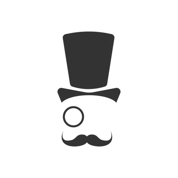 Old Fashioned Face Icon Gentleman Illustration Symbol Sign Retro Man — Stock Vector