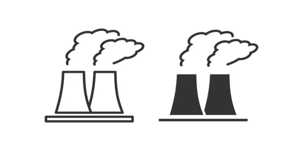 Pabrik Atau Ikon Tanaman Dua Cerobong Asap Simbol Ilustrasi Tandatangani - Stok Vektor