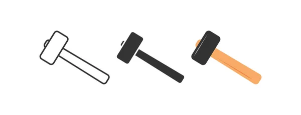 Vorschlaghammer Symbol Großer Hammer Mit Holzstiel Als Symbol Zeichenkonstruktion Werkzeugvektor — Stockvektor