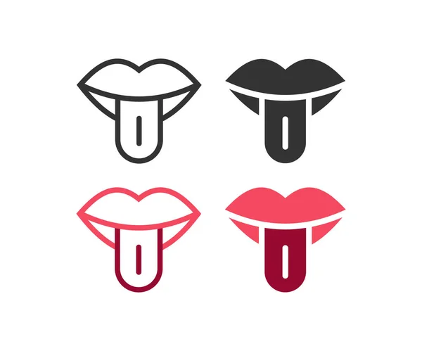 舌のアイコンを付着口 イラストのシンボルを味わう サイン リック ベクトル — ストックベクタ