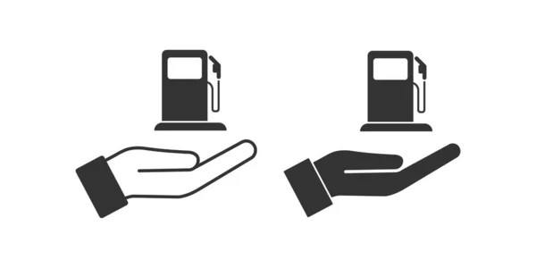 Open Palm Tankstation Icoon Hand Pomp Illustratie Symbool Bord Aanbieding — Stockvector