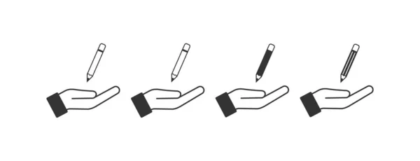 Ouvrir Paume Crayon Icône Illustration Main École Signer Offre Écrire — Image vectorielle