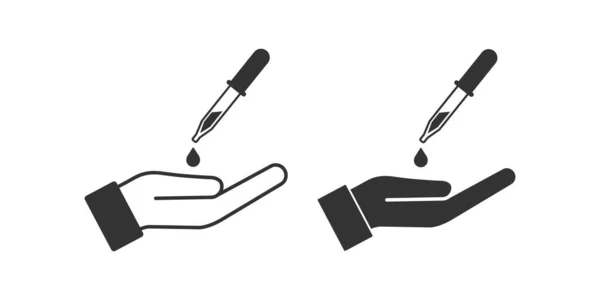 Handfläche Und Pipettensymbol Öffnen Symbol Für Hand Und Tropfer Zeichen — Stockvektor