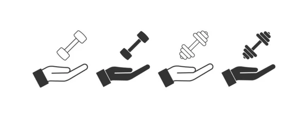 Offene Hand Und Hantelsymbol Illustration Von Hand Und Gewicht Zeichen — Stockvektor