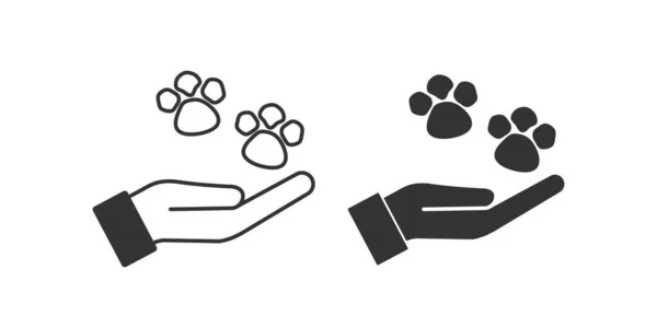 Open Palm Dog Footprint Icon Hand Paw Print Illustration Symbol — Stock Vector