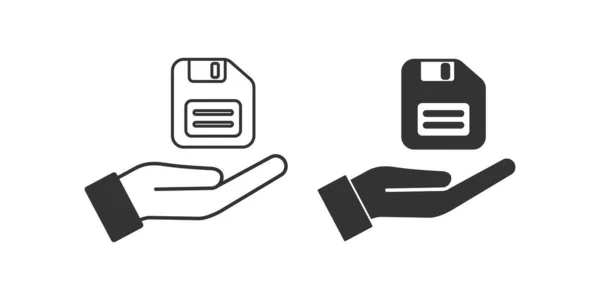 Apri Icona Del Palmo Del Floppy Disk Simbolo Dell Illustrazione — Vettoriale Stock