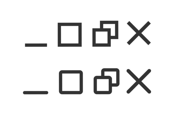 Ikona Ovládacího Tlačítka Okna Minimalizovat Maximalizovat Zavřít Tlačítko Ukončení Symbol — Stockový vektor