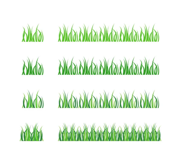 緑の草のアイコンセット ゴルフは装飾イラストのシンボルを提出した 植生ベクトルフラットに署名 — ストックベクタ