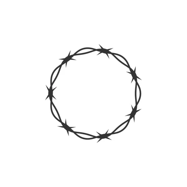 Icône Cercle Fil Barbelé Illustration Bordure Ronde Symbole Signe Métal — Image vectorielle