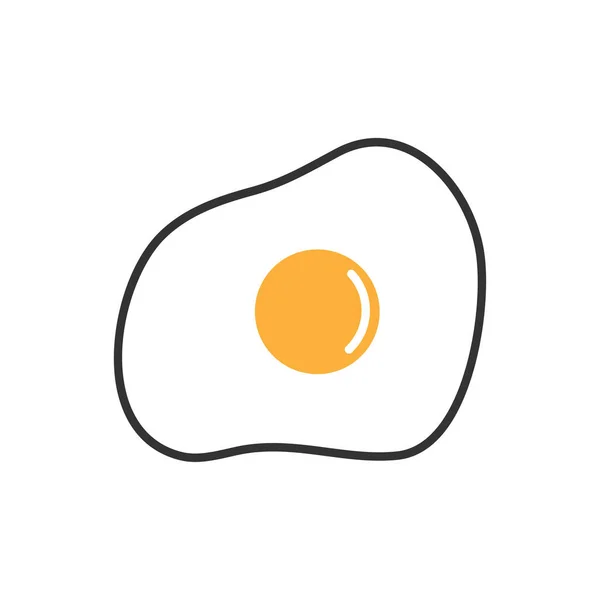煎蛋图标 蛋清食品图解符号 将蛋黄和白色载体平放 — 图库矢量图片