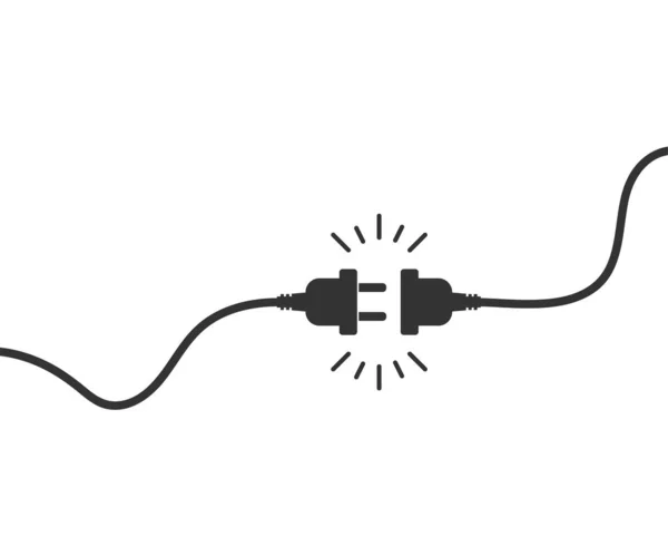 Toma Eléctrica Con Icono Enchufe Símbolo Ilustración Dos Cables Eléctricos — Vector de stock