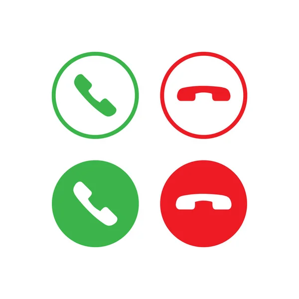 Telephone Call Icon Set Accept Reject Call Illustration Symbol Sign — Stock Vector