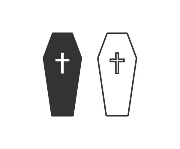 棺のアイコン 死のイラストのシンボル ハロウィンボックスベクトルフラット — ストックベクタ