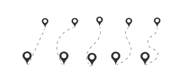 Entfernungsmesssymbole Setzen Symbolbild Für Die Straßennavigation Zeichen Gps Vektor Flach — Stockvektor