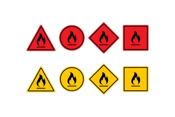 Entflammbares Warnschild Symbol Gefahr Und Feueraufkleber Als Symbol Warnzeichen Vektor — Stockvektor