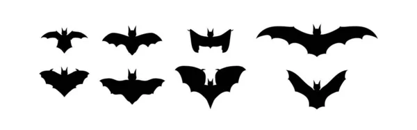 Negro Murciélagos Icono Conjunto Decoración Halloween Símbolo Ilustración Signo Drácula — Vector de stock