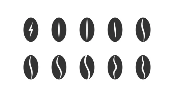 Black Beans Kaffee Icon Set Vorhanden Getreidekaffee Als Symbol Zeichen — Stockvektor