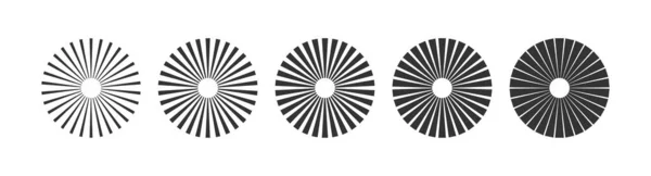 Ensemble Icône Rayures Radiales Sunburst Cercle Rayon Soleil Illustration Symbole — Image vectorielle